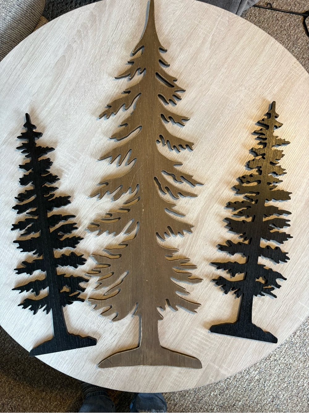 Rustic Wooden Tree Wall Art Set in Black and Brown